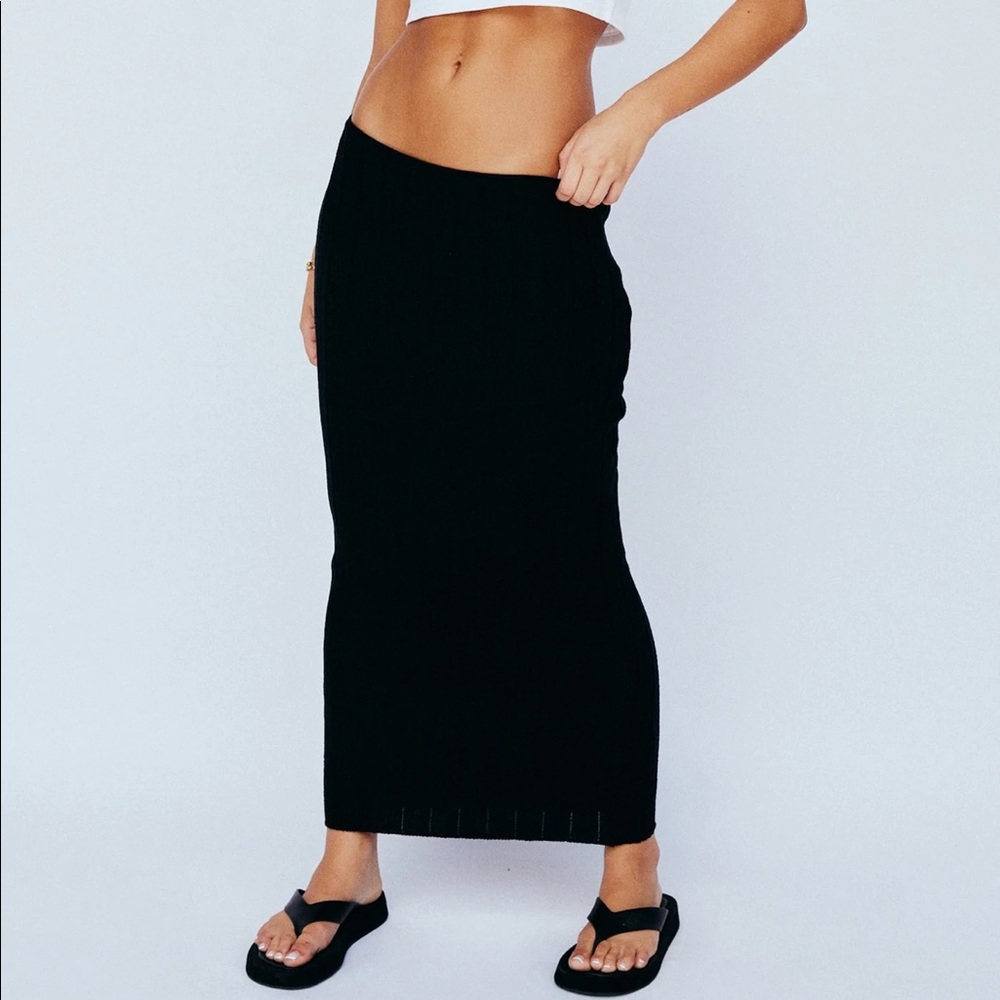 SNDYS BAHA RIBBED SKIRT - BLACK